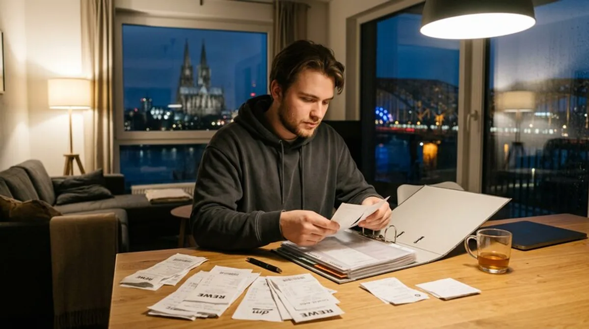 IT-Freiberuflerin im Homeoffice plant Steueroptimierung am Laptop